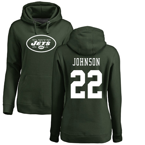 New York Jets Green Women Trumaine Johnson Name and Number Logo NFL Football #22 Pullover Hoodie Sweatshirts->nfl t-shirts->Sports Accessory